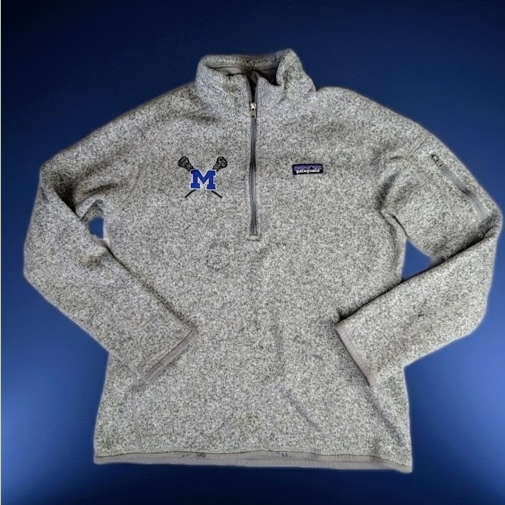 Patagonia Better Sweater Michigan Lacrosse 1/4 Zip Fleece Gray Women's L